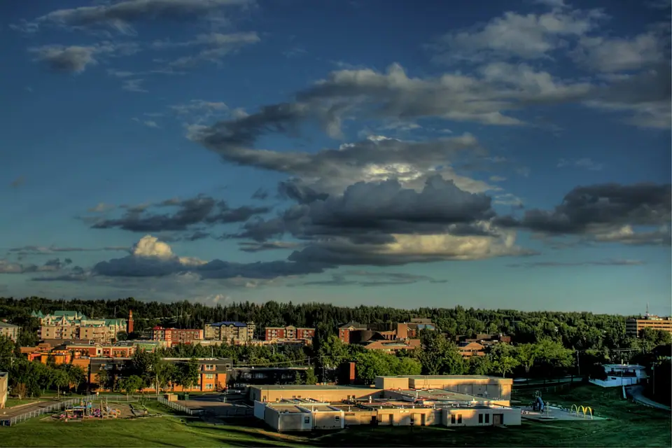 Downtown St. Albert above the Sturgeon River valley