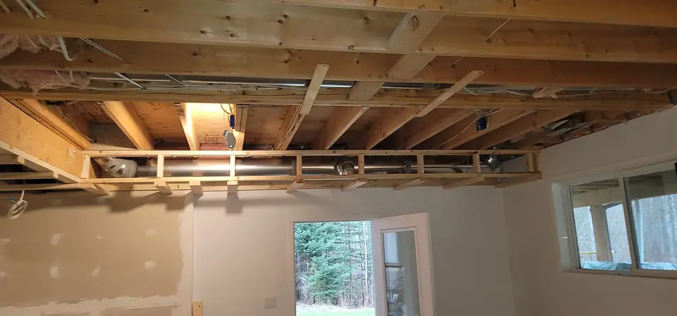 Basement ceiling and bulkhead framing, photo 4 of 4 (in progress)