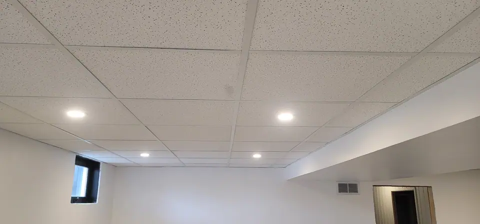 Basement finishing with a suspended ceiling, photo 7 of 12 (finished)