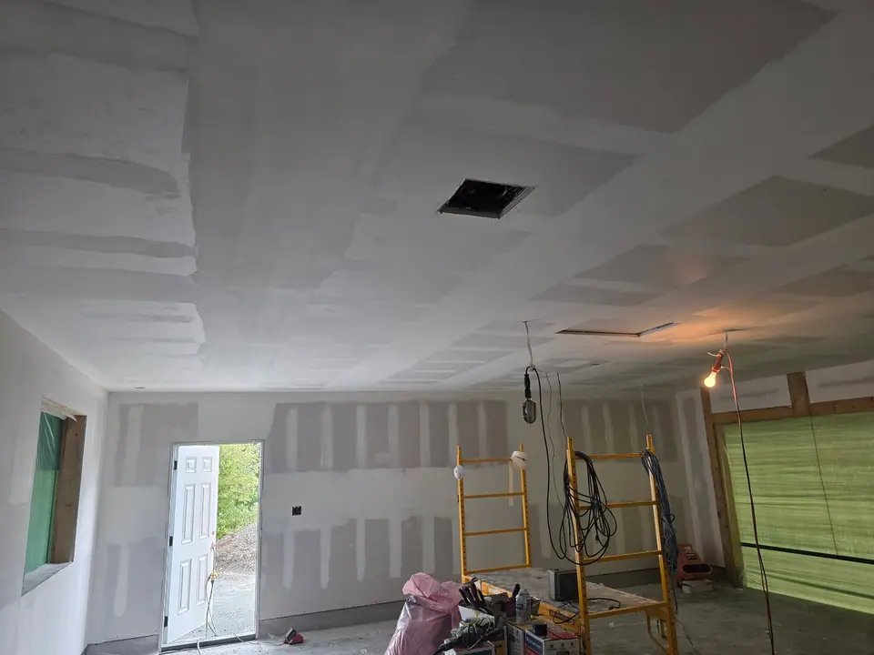 Garage addition: insulation to drywall, photo 3 of 4 (in progress)
