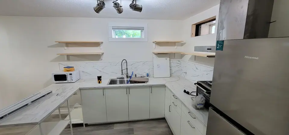 Basement suite kitchen, design to build, photo 17 of 18 (finished)