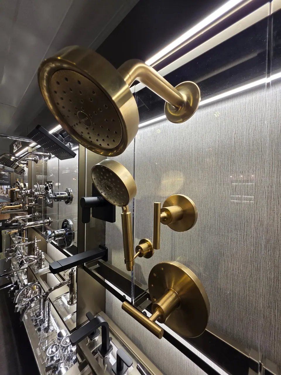 Showers, steam and digital controls in a KOHLER fixture showroom