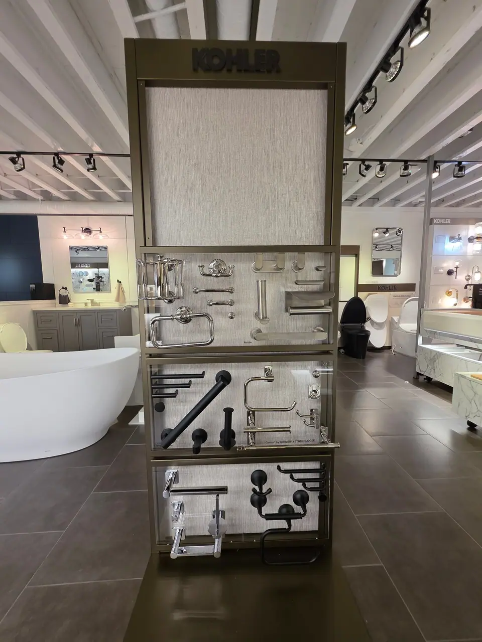 Lighting, mirrors and hardware in a KOHLER fixture showroom